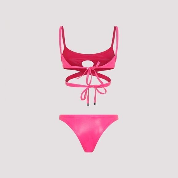 Attico The Attico NWT Cut Out Detailed Stretched Bikini Set in Fuchsia Sz M $350 - Picture 10 of 12